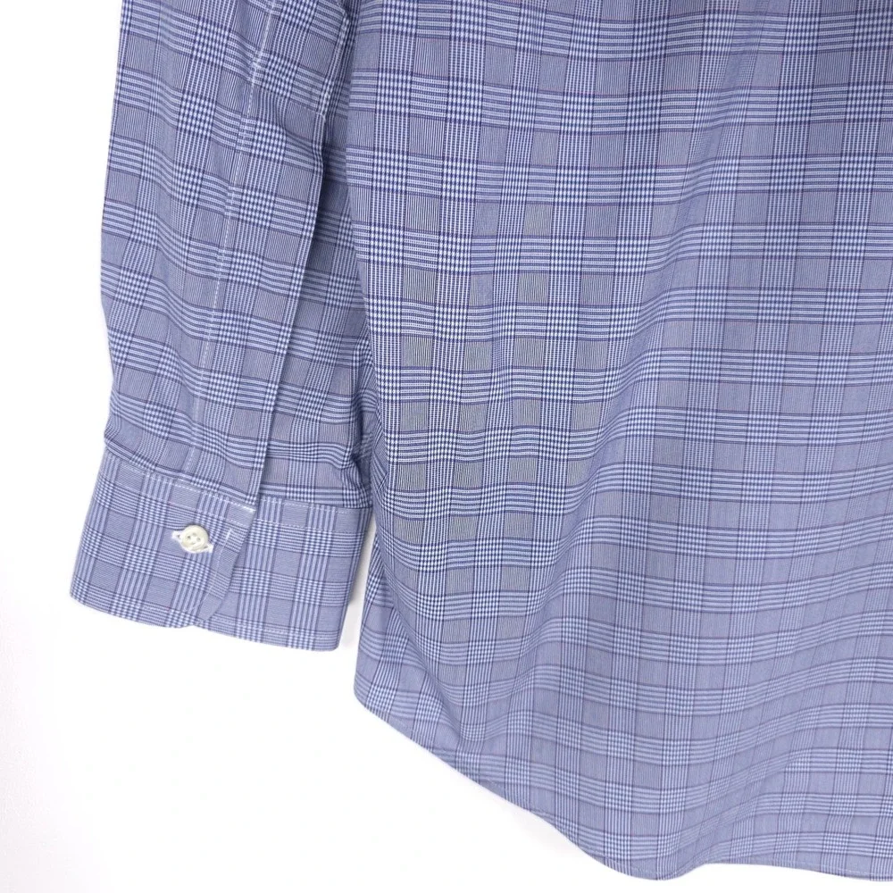 BROOKS BROTHERS Est.1818 Blue Plaid‎ Dress Shirt Supima Cotton Non Iron 16.5 34